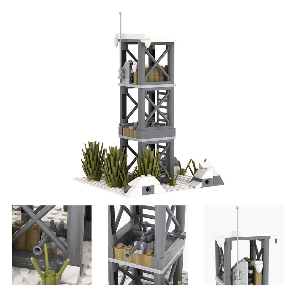 MOC WW2 Battlefield Brick Military Installation Gun Weapon Compatible Figure Building Block Toys For Children Adult Friends Gift