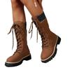 Plus size boots autumn new European and American round toe thick-soled size mid-leg boots