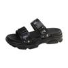 Fashion LazySeal Summer Women Sandals Buckle Design Black White Platform Sandals Comfortable Women Thick Sole Beach Shoes