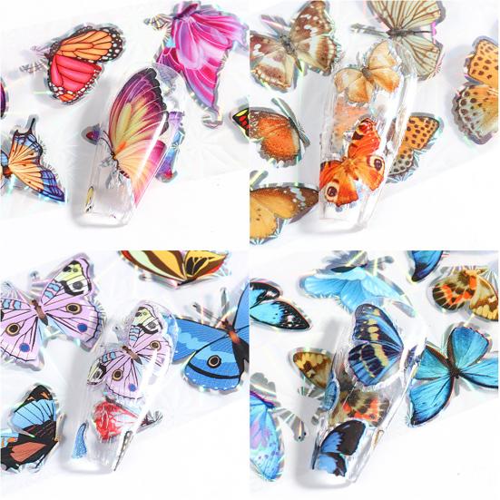 Design 20Pcs Butterfly Nail Art Sticker Starry Sky Transfer Decal Manicure Decor
