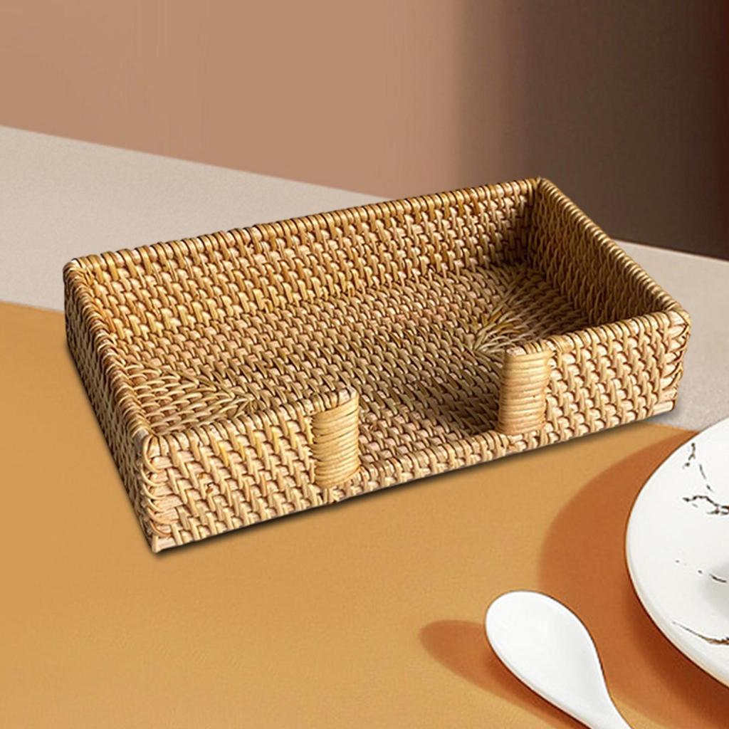Woven Flat Napkin Basket Tray, Handcrafted Flat Napkin Holder Basket, Flat