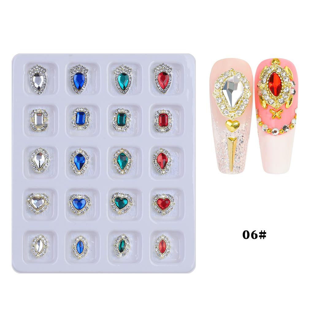 Internet Celebrity Nail Alloy Nail Jewelry Heart-shaped Crystal Butterfly Iridescent Irregular Rhinestone