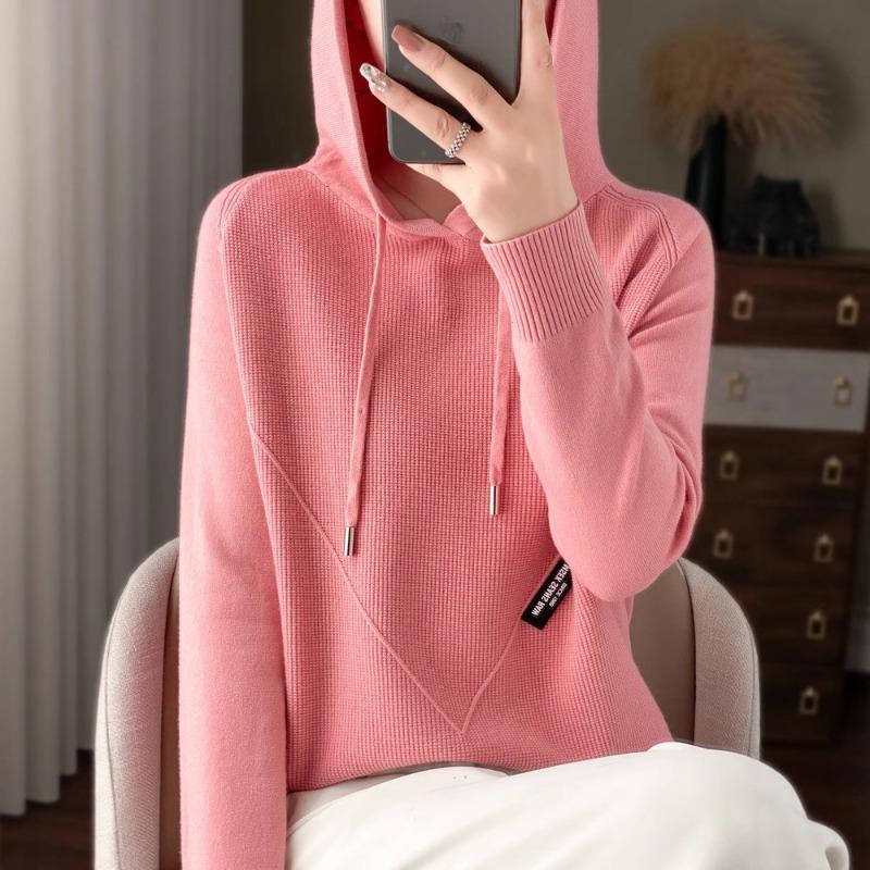 Niche design black label osmanthus needle knitted sweater women's lazy style loose and thin hoodie sweater jacket