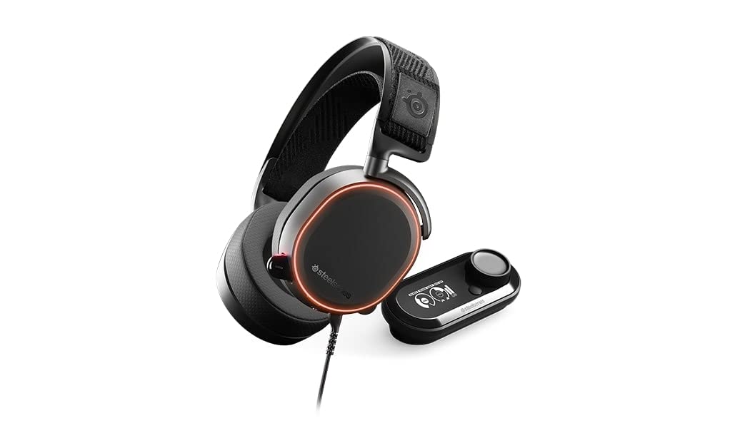

Игровая гарнитура SteelSeries с высоким разрешением, совместимая с герметичной конструкцией + USB ЦАП (ЦифровоеАналоговое Преобразование) Проводная аудиосистема Arctis Pro + игровой ЦАП 61453