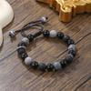 Handmade Natural Volcanic Stone Snowflake Stone Bead Bracelet Men's Retro 10/8mm Elastic Bead Couple Bracelet