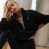 GLYDE Sweats à capuche de sport d'automne pour femme Fitness Col montant Manches longues Sweatshirts Top Coton Décontracté Surdimensionné Gris Sweat à capuche zippé Femme