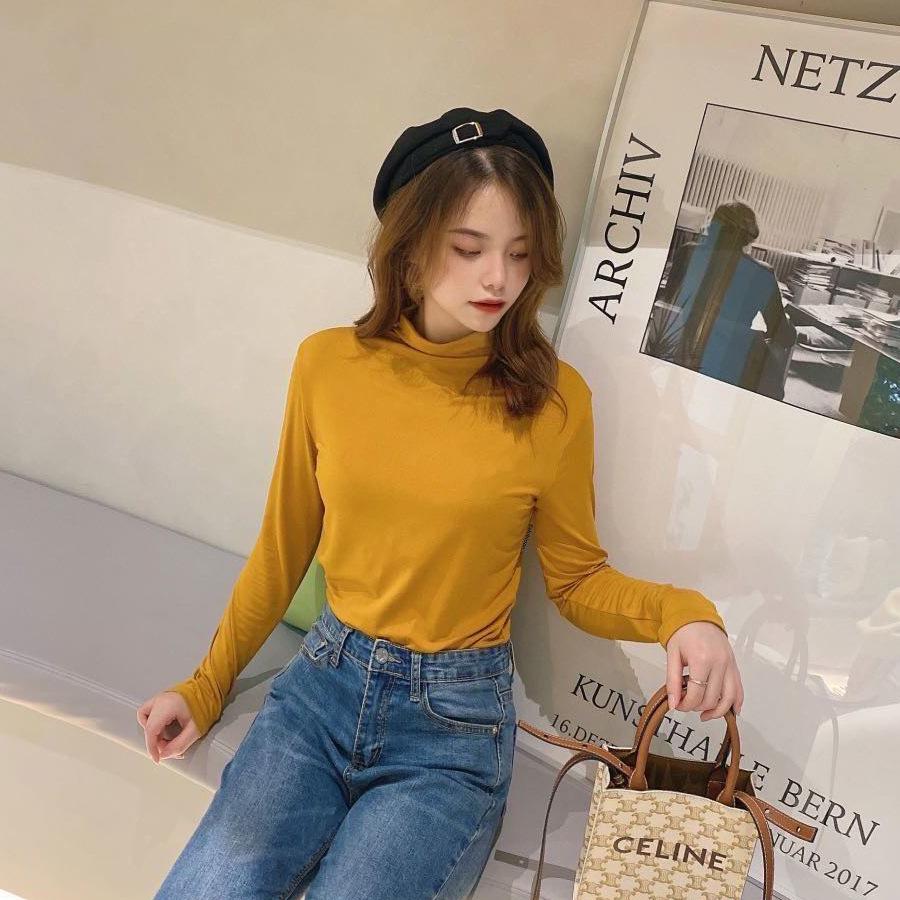 Women's Autumn Nine-Color Semi-High Neck Slimming Long Sleeve Base Shirt