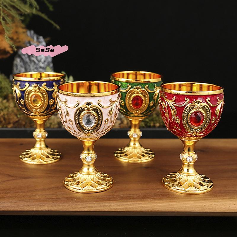 1 Stück Vintage Geprägter Metallkelch Becher Wein Champagner Likör Tasse für Heimdekor Bars Restaurants