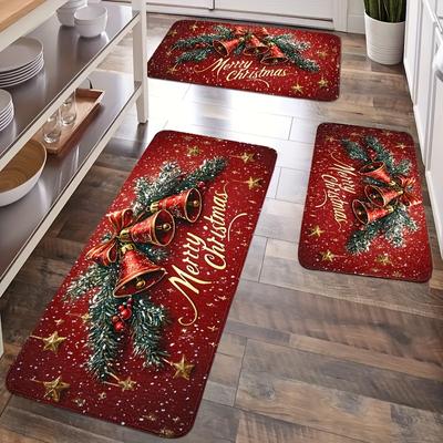 1 pz tappeti da cucina anti-fatica campane di Natale tappetino da cucina impermeabile antiscivolo spesso imbottito resistente e confortevole per la cucina