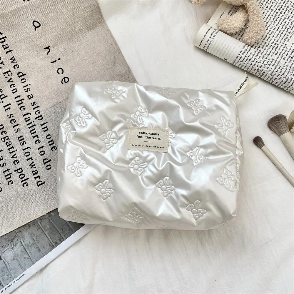 Multi-function Makeup Lipstick Storage Bag Handbag Korean Women PU Love Bow Cosmetic Bag Toiletry Kit Makeup Case Pouch Pocket