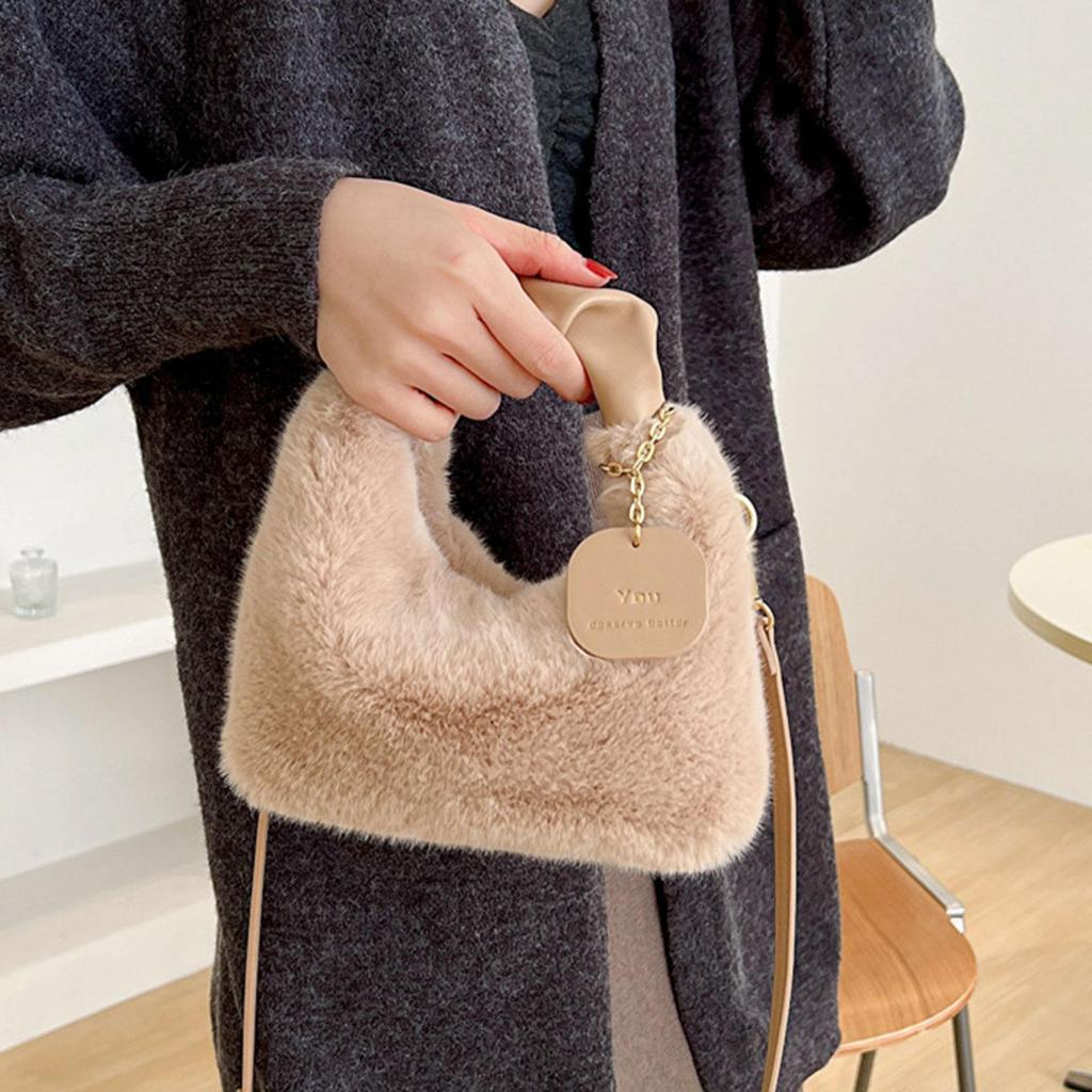 Women Plush Handbag Shoulder Bag Fashion Comfortable Lightweight Exquisite Gift Top Handle Cute for Daily Life Use Traveling