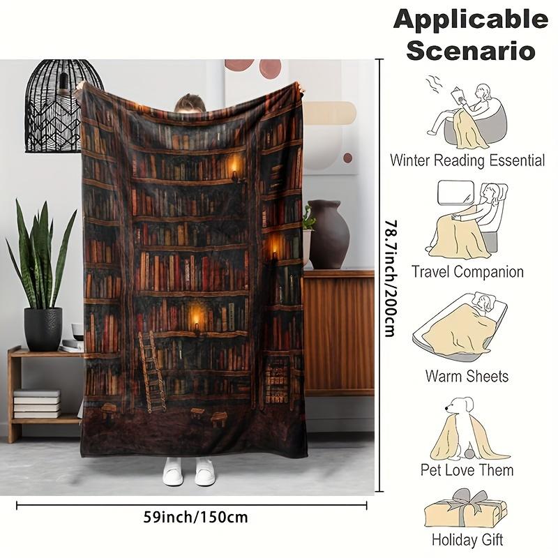 Coperta con Stampa Artistica Vintage 'Bookish Reading' - Morbida Coperta Multiuso per Tutte le Stagioni per Divano, Letto, Ufficio e Regalo per Amanti dei Libri