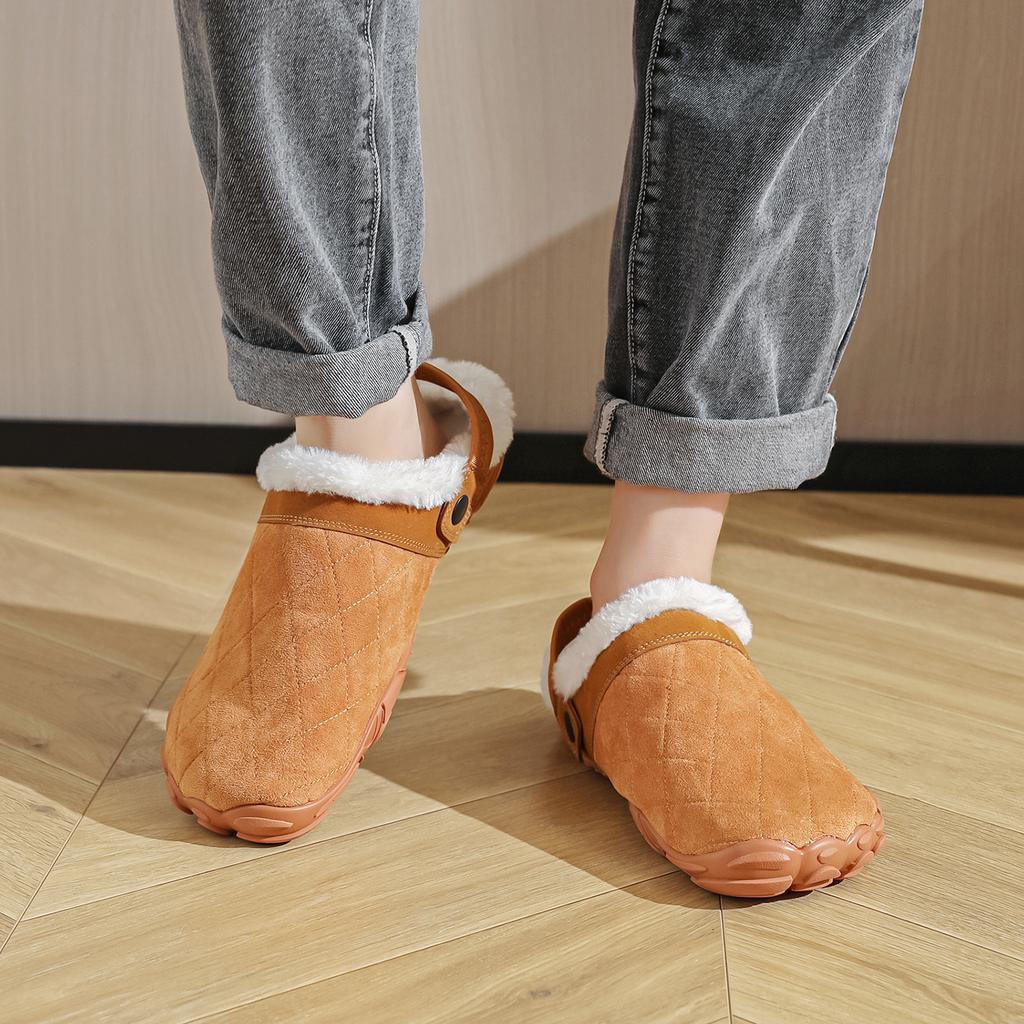 Hight Quality Chamois Leather Bedroom House Slipper Men Slippers Indoor Men's Winter Home Warm Women Unisex Outside Slipper