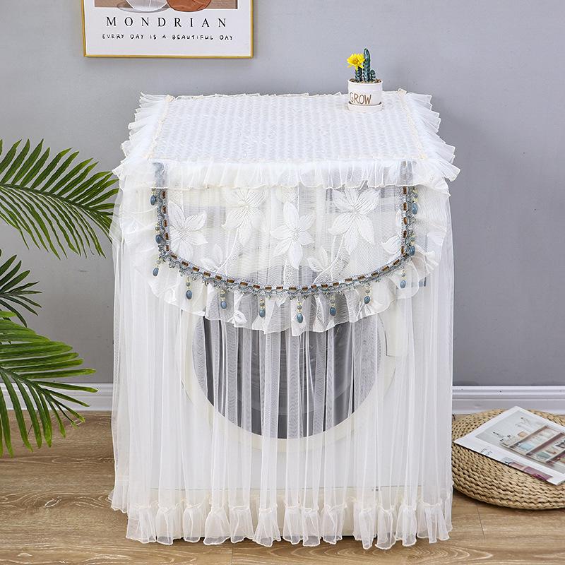 1PC Polyester Univerzální kryt pračky Prodyšný typ bubnu Pračka Průhledný kryt proti prachu Krajkový tyl