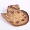 Popular sombrero de vaquero occidental hueco clásico europeo y americano, moda para hombre y mujer, sombrero de paja transpirable para vacaciones, protección solar