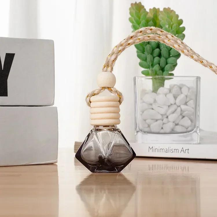 1pcs Refillable Perfume Bottle Empty Colorful Diamond Glass Aromatherapy Essential Oil Vials Wood Lid with String