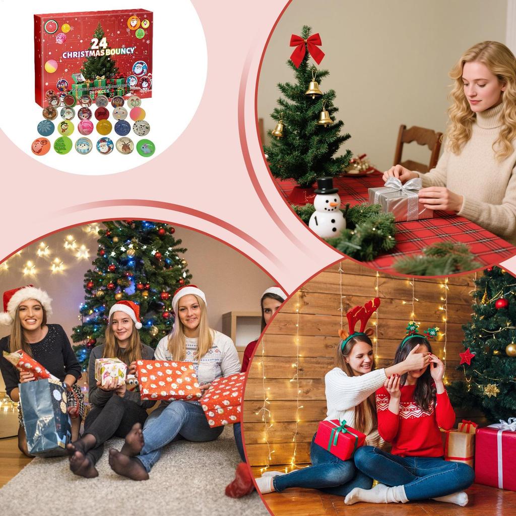 Christmas Advent Calendar 2025 24 Days Bouncy Balls Toys Kids Holiday Countdown Box Stress Relief Christmas Gift for Boys Girls