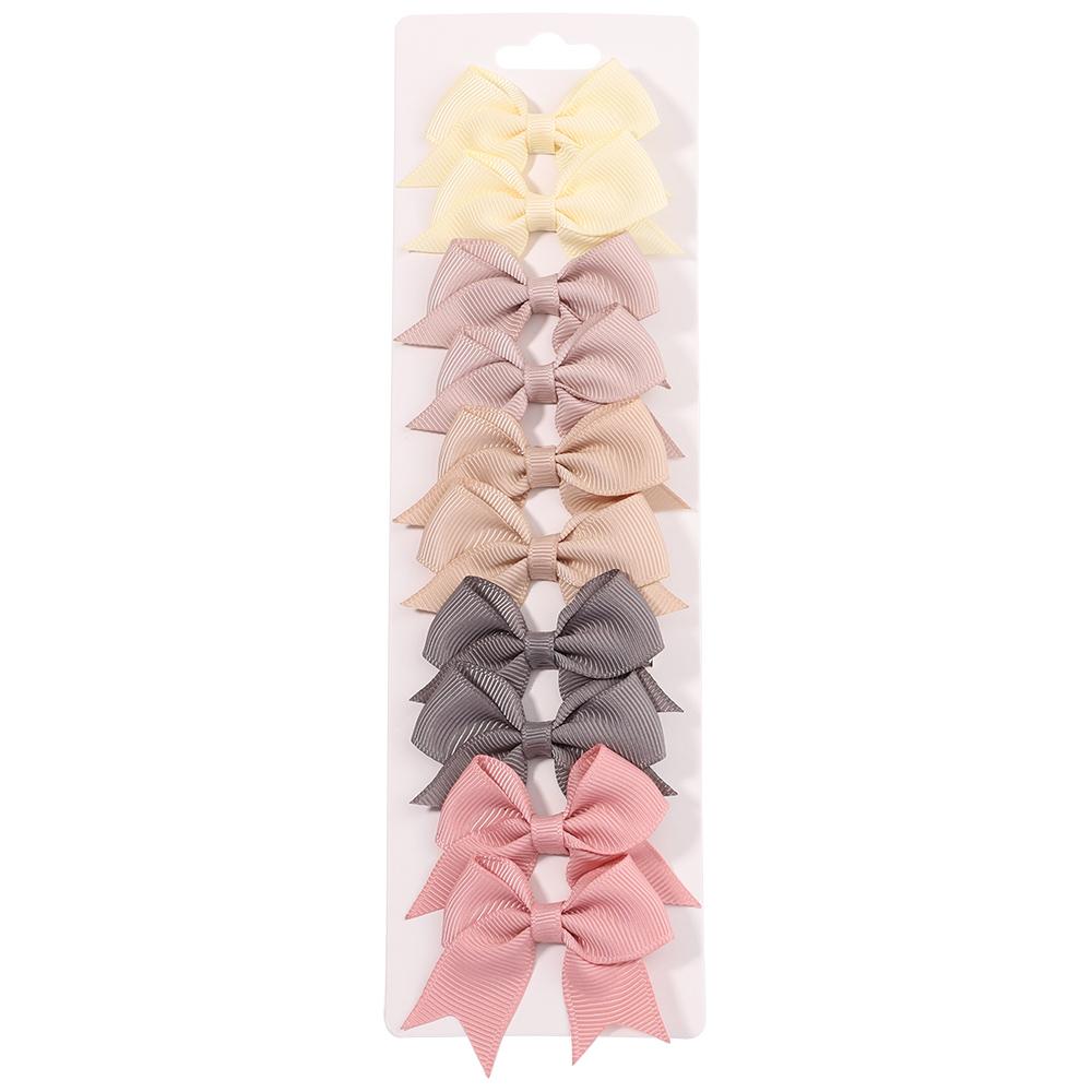 10PCS/Set 2.4Inches Solid Hair Bows With Hair Clips For Girls Headwear New Handmade Bowknot Barrettes Cute Kids Hair Accessories
