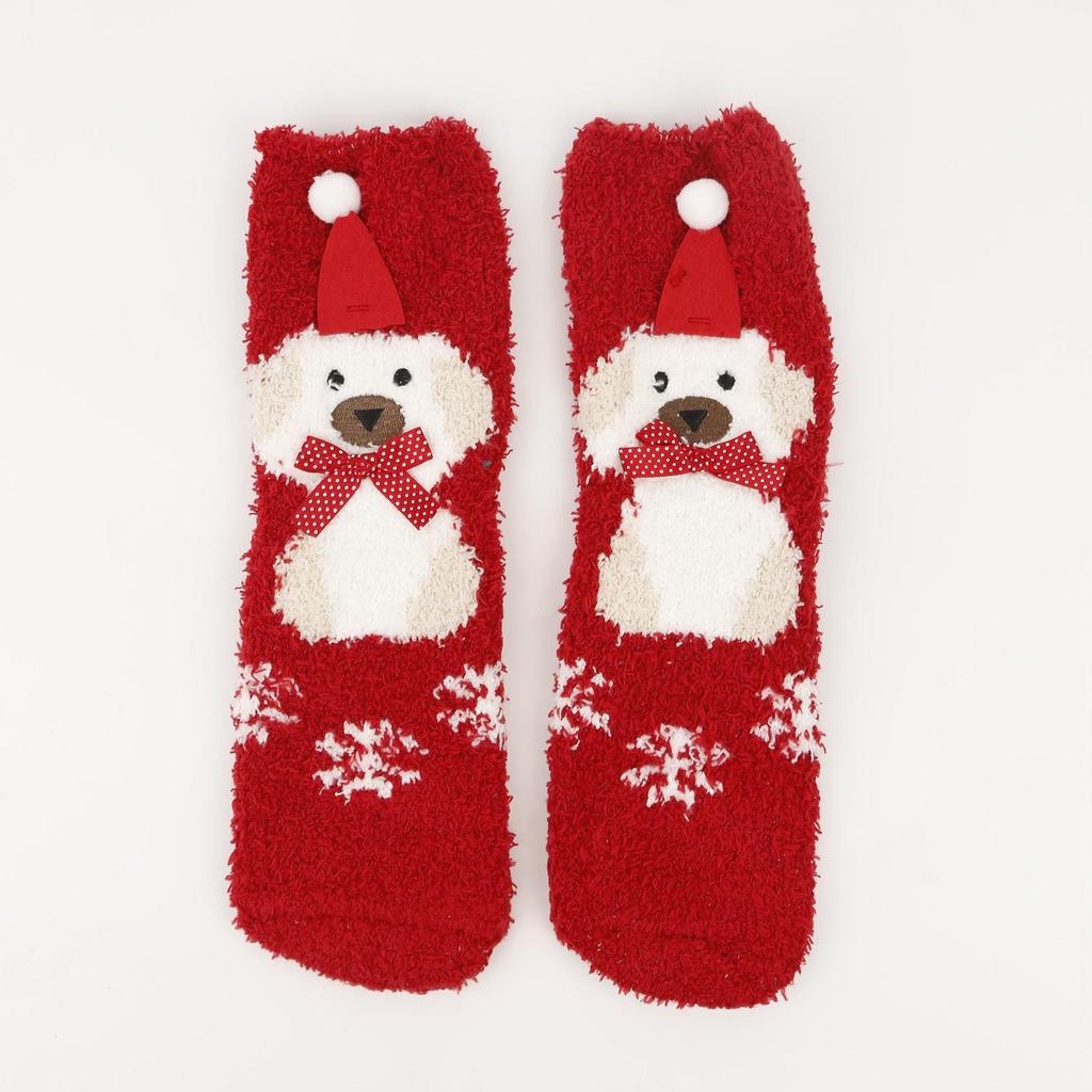 Christmas Cartoon Coral Fleece Sleep Socks - Thickened Velvet-Lined Floor Socks