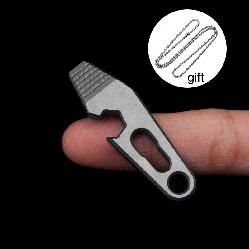 Titanium Alloy Crowbar Multifunction Hexagon Wrench Bottle Opener Portable Keychain EDC Outdoor Survival Tools with Necklace