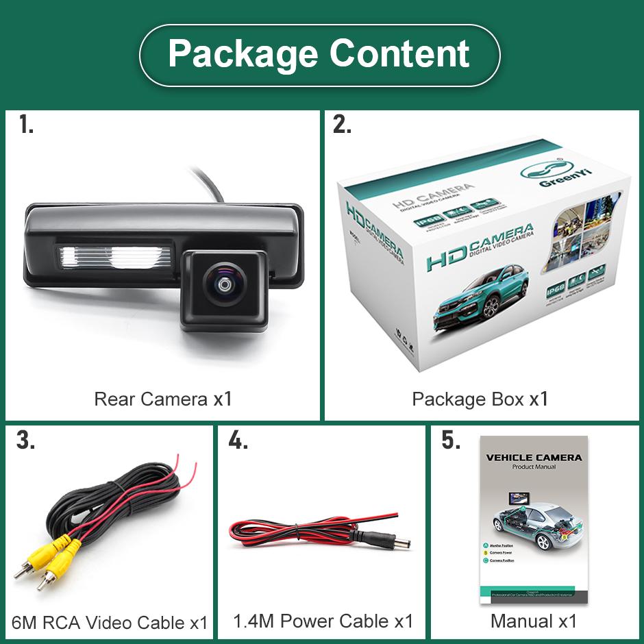 170 Degrees Fisheye Lens CVBS AHD 1080P Night Vision Car License Plate Light Rear View Camera For Toyota Camry 2007-2012