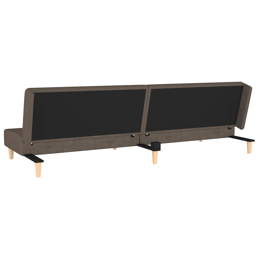 2 Seater Sofa Bed with 2 Pillows Brown Fabric