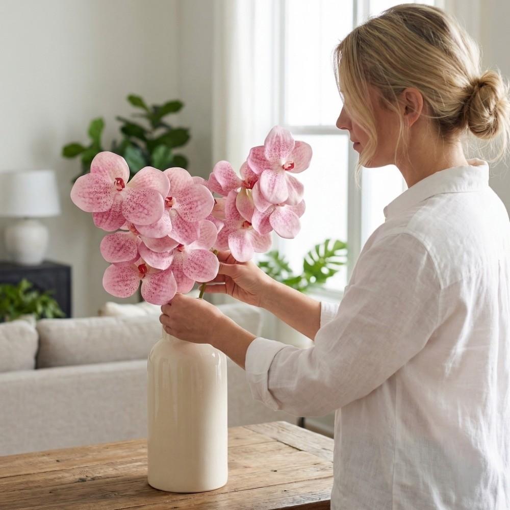 Butterfly Orchid Artificial Vanda Orchid Flower Handmade Real Touch Simulation Big Moth Orchid EVA 67cm Fake Flower Branch