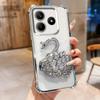 KEYSION Shockproof Plating TPU Phone Case for Remdi Note 14 4G 5G Glitter Jewelled Swan Kickstand Cover for Redmi Note 14