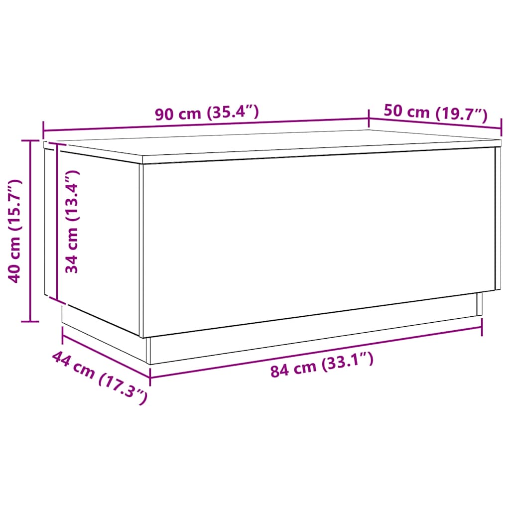 LED Coffee Table Artisan Oak 90 X 50 X 40 Cm