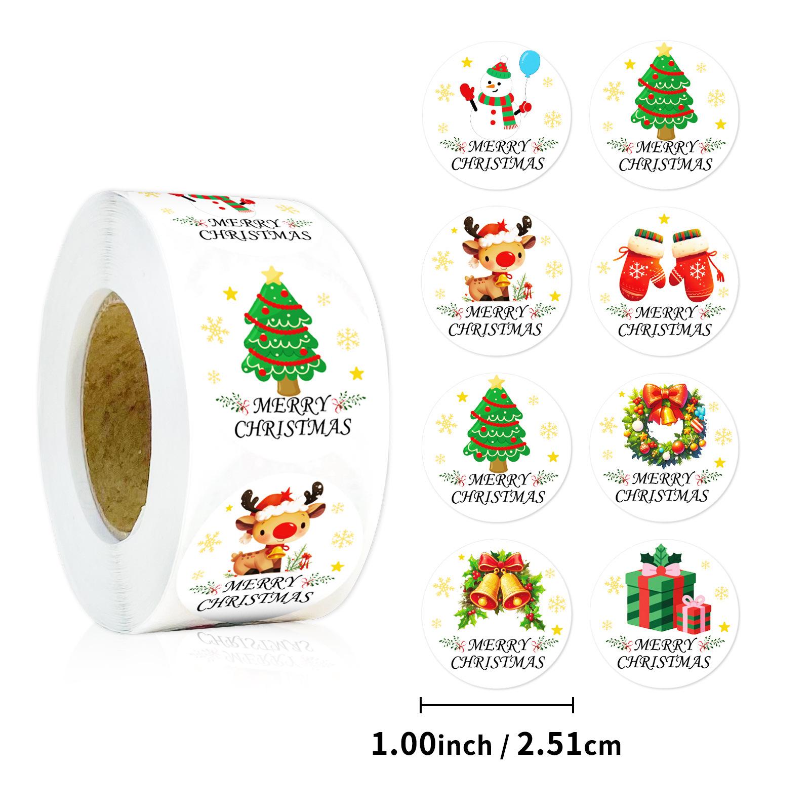 

500 Sheets/Roll Christmas Roll Stickers 8 Pattern Circulation Children S Handbook Polka Dot Stickers Sealing Stickers