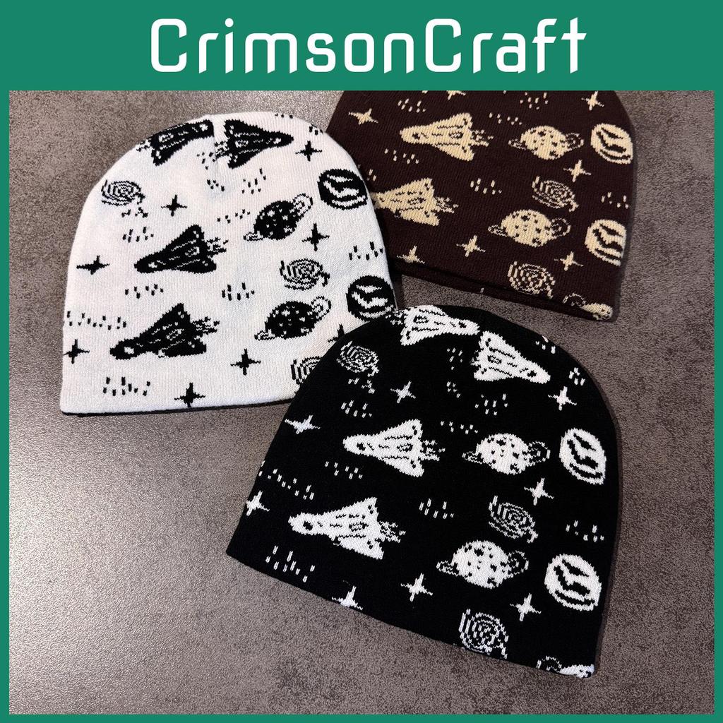 Rocket Planet Fall Winter Knit Wool Hat High Top Design Style Casual Outdoor