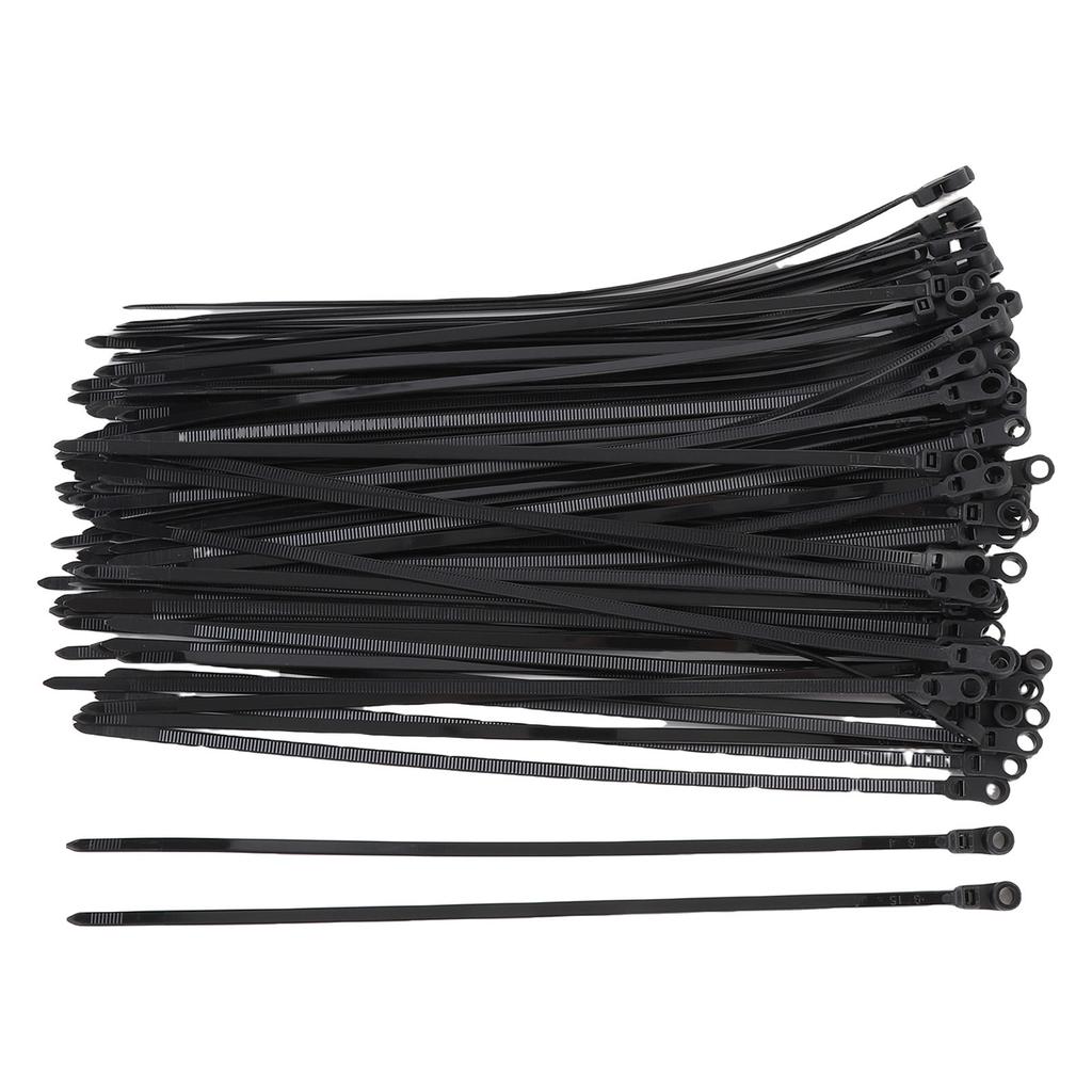 100 Set Cable Tie Set Plastic Black Cable Tie with Screw Mounting Hole for Installations Organization Home Storage Gardening Garage