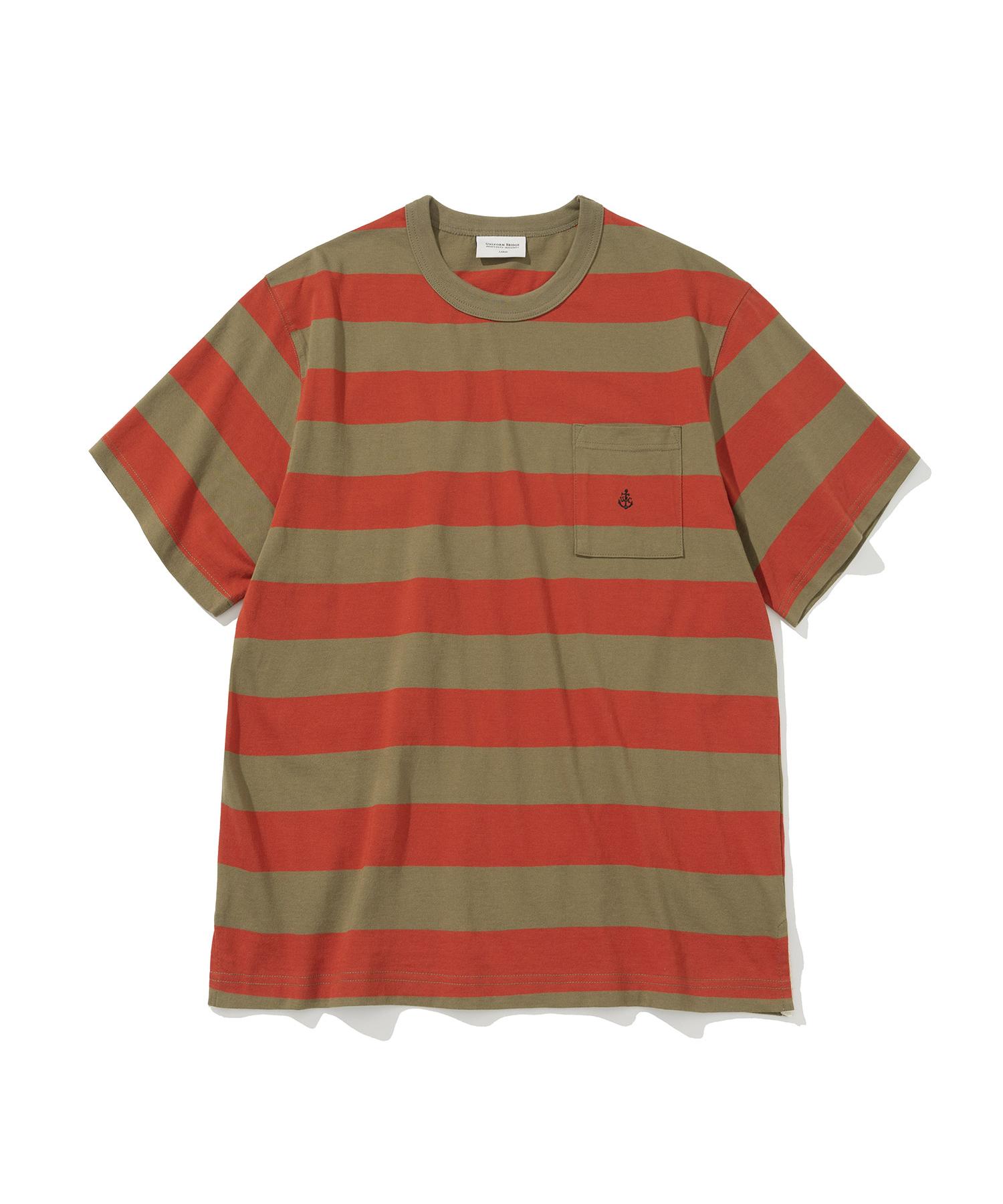 Uniform Bridge Naval Stripe Pocket S/S Tee Brick S