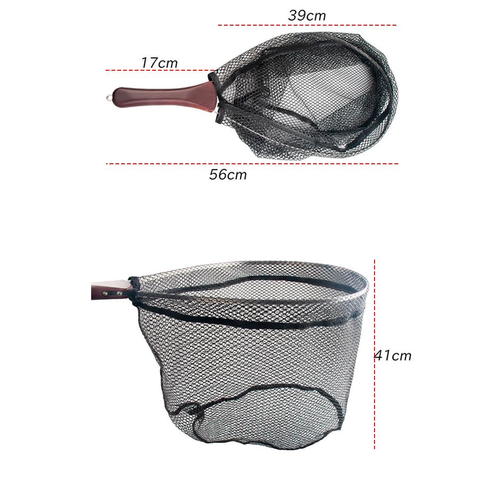 Folding Fishing Net Wooden Handle Fly Fishing Net Catch and Release Net for Trout Bass Pike Fishing Tools