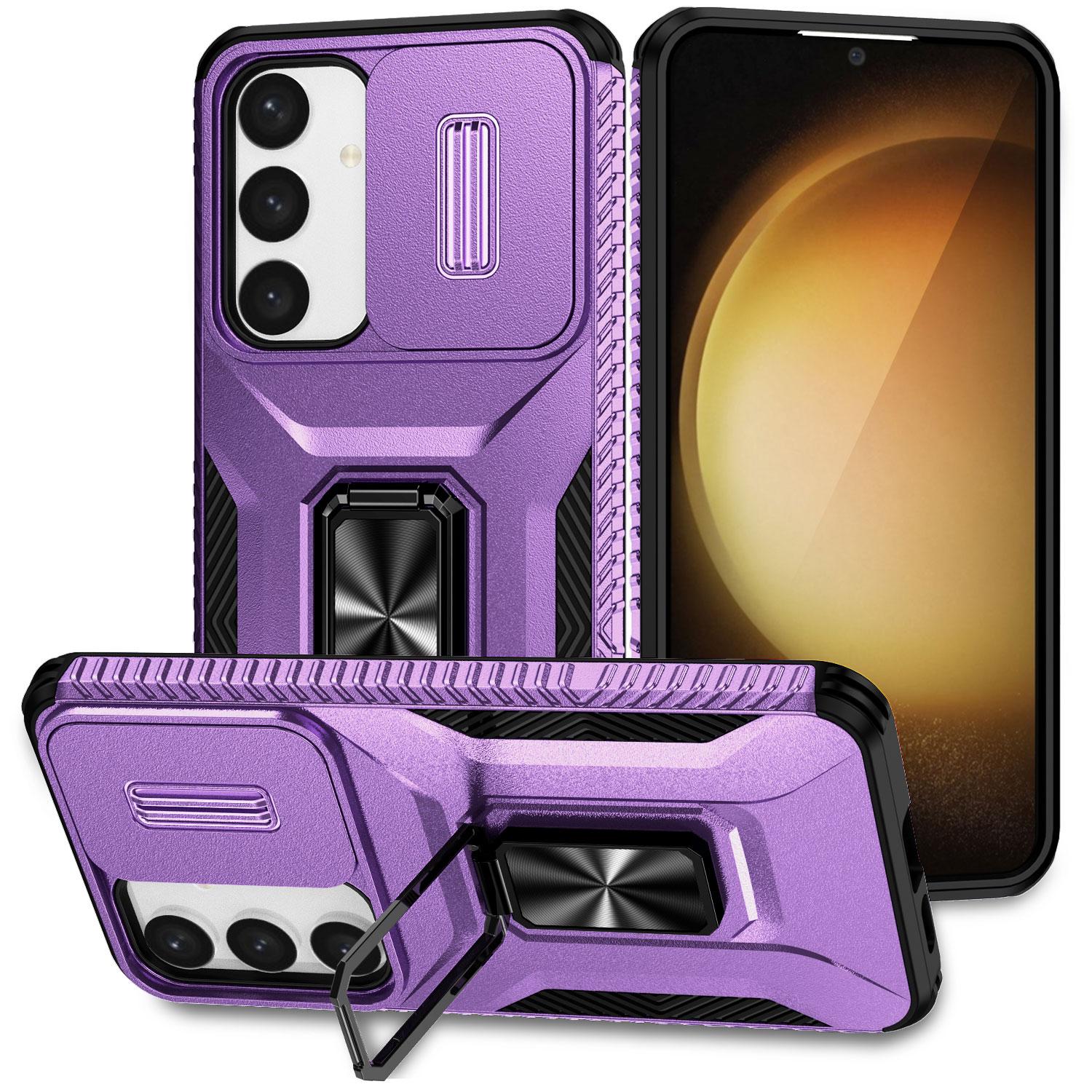 

For Samsung Galaxy S25/S24 Case Camshield Kickstand TPU+PC Anti-Slip Phone Cover Purple