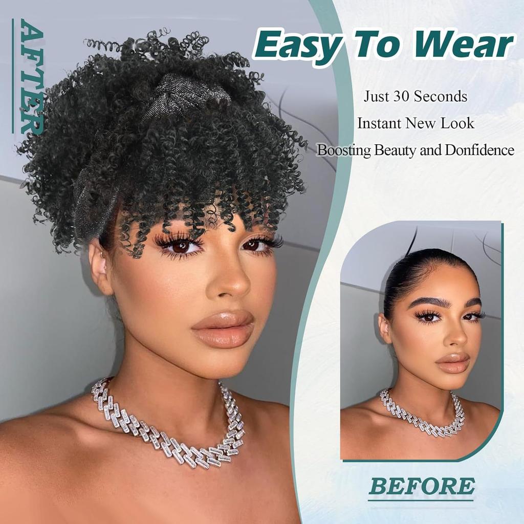 Foreign Trade Explosions African Small Curly Hair Bangs Adjustable Medium Integrated Headband Wig High-Temperature Silk