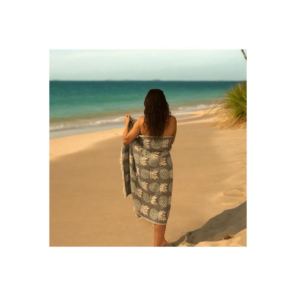 M'any Pineapple Pattern Reversible Turkish Bath Beach Loincloth 100% Organic Cotton