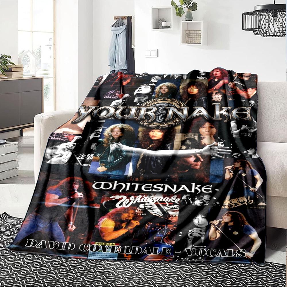 Name Custom WHITESNAKE Print Flannel Blanket High Quality Warm Comfortable Cover for All Seasons Perfect for Gifts Home Decor