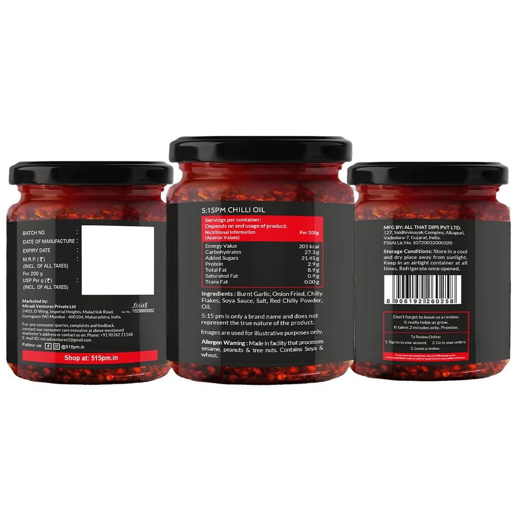 5:15PM Korean & Crispy Chilli Oil 200g X Pack of 2 | Sichuan Style Chilli Paste for Noodles, Stir-Fries & Pizza