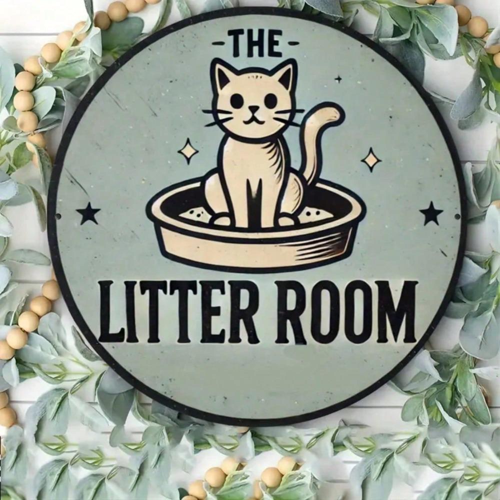 Round Metal Wall Sign Cat 8x8 Inch Home Decor