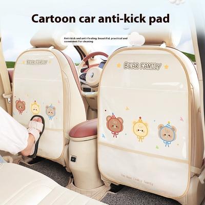Cartoon Car Seat Back Protector Waterproof Car Anti Kick Protector Back Seat Protector Kids With Bags Pvc Car Anti Kick Mat