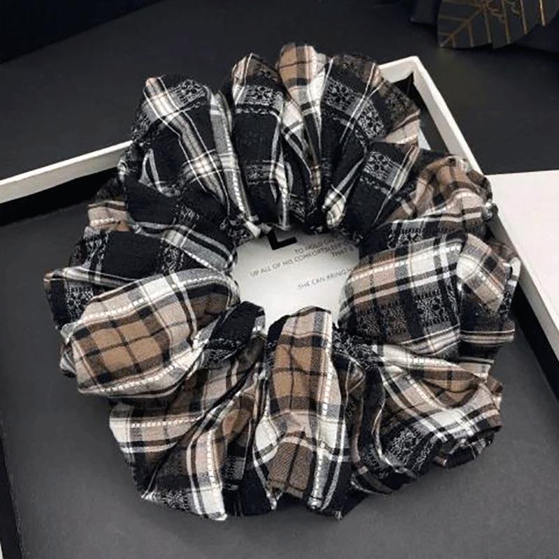 Elegant Retro Plaid Scrunchie Headband for Women