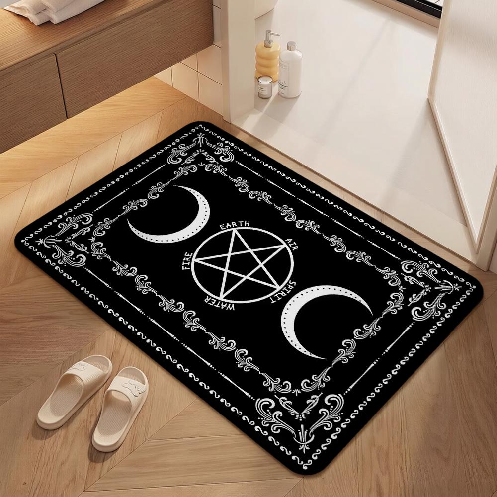Five Elements Pentacle Double Moons Rectangular Rug Soft Texture Nonslip Carpet For Kids Bedroom Play Area Home Party Decor Holiday Gift