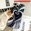 2DFlat Black & White Diamond Heart Design Phone Case All Inclusive Film Hard Phone Case, Compatible with iPhone 18 Pro Max 17 16 15 14 13 12 11