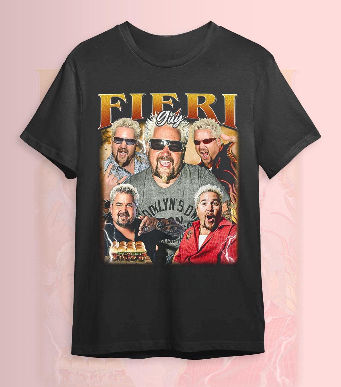 Guy Fieri Tshirt Flavortown Pattern Fanrelated Gifts Printed Pattern Tshirt Fan Gifts for Both Unisex and Women S