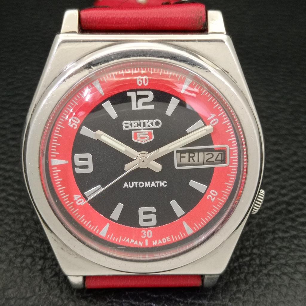 USED VINTAGE SEIKO 5 AUTOMATIC 7009A JAPAN MENS BLACK COLOR DIAL WATCH A433427-2 R116-a433427