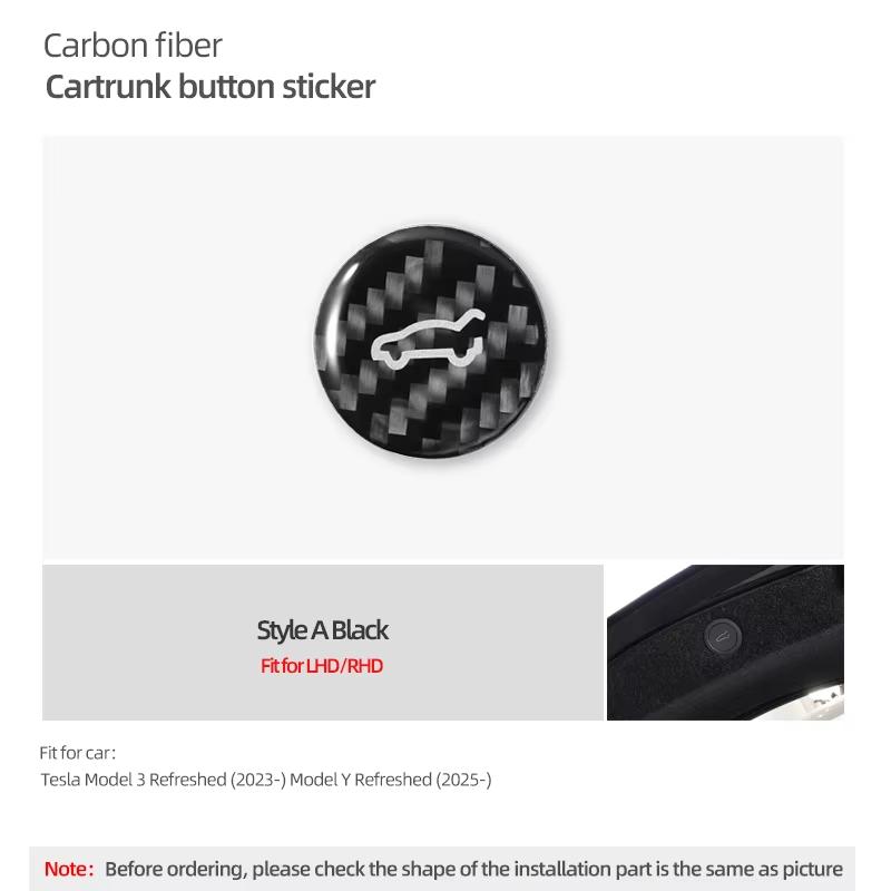 For Tesla 2019- Model 3 Highland 2026 Model Y Juniper Carbon Fiber Rear Trunk Switch Button Trim Sticker Car Interior Accessory
