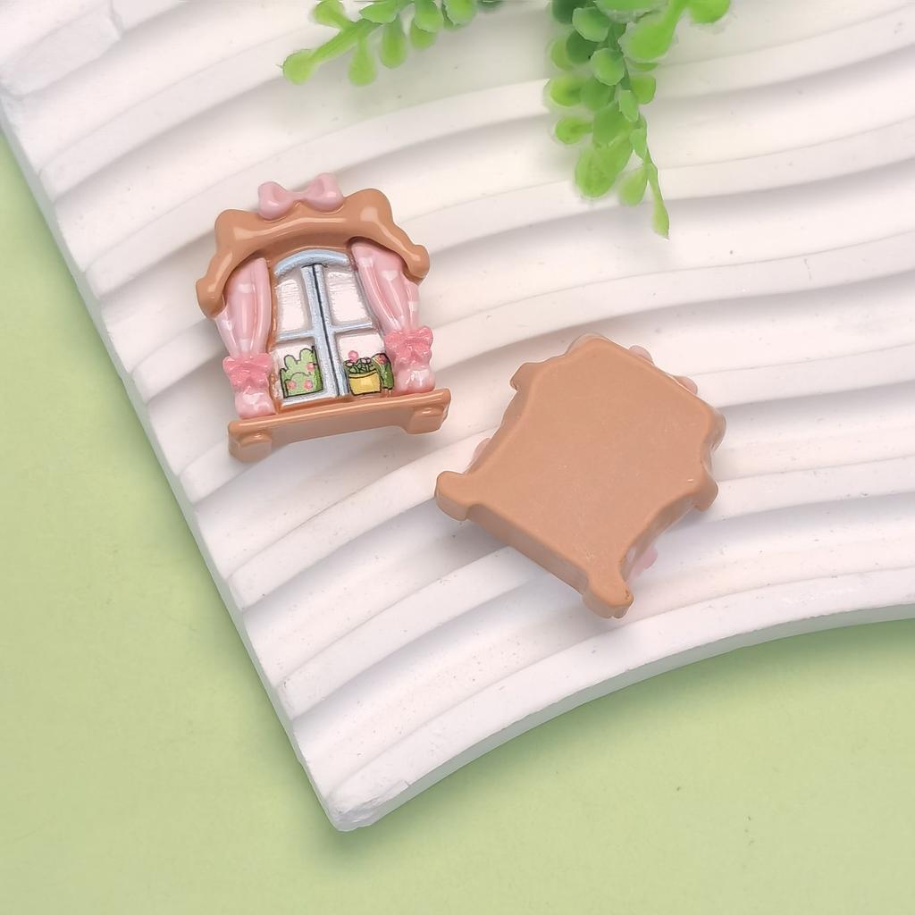 Landscape Themed Resin Flatback Cabochons Lovely Pumpkin House Bowknot Window Flower Garland Bread Basket Crafts for DIY Décor