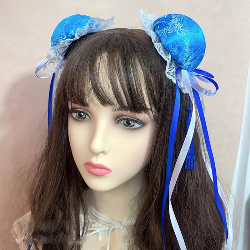 Hair Bun Cover Chinese Style Bowknot Hair Clip Cosplay Barrettes Party Headpieces Masquerades Girl Animes Hair Ornaments