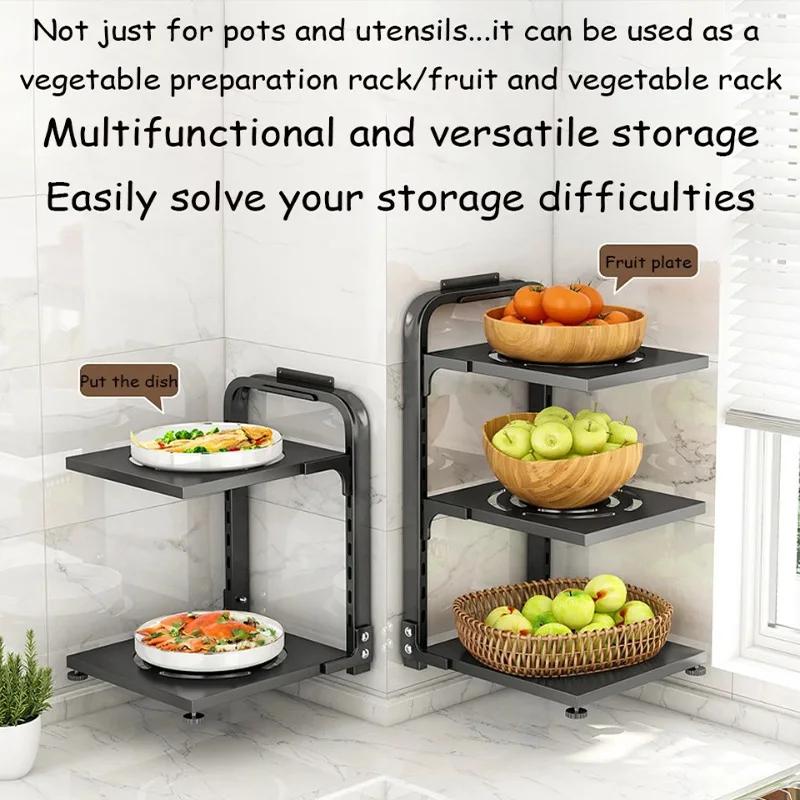 Kitchen Pot Storage Rack Adjustable Under Sink Storage Rack Multi-layer Free Snap-On Pot Cover Rack for Kitchen Storage